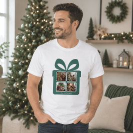 Persoonlijke moderne kerstfoto-cadeaobox t-shirt