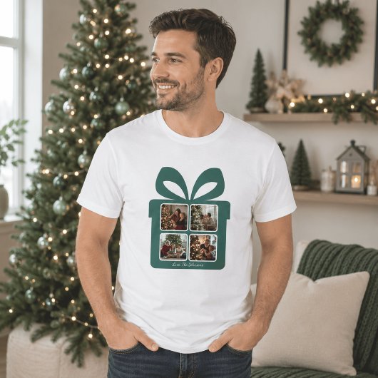 Persoonlijke moderne kerstfoto-cadeaobox t-shirt