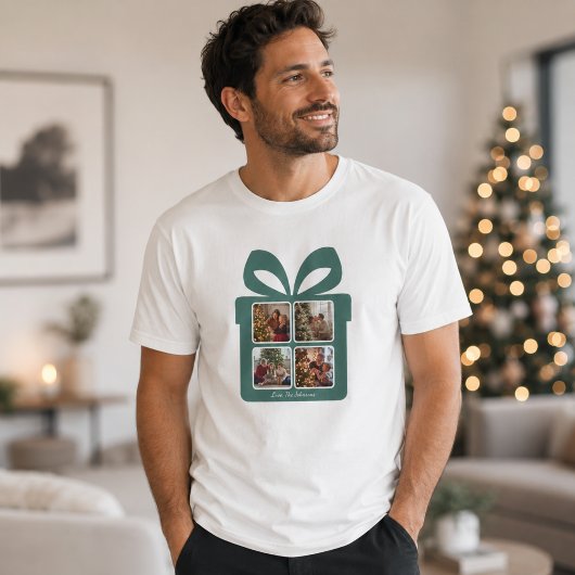 Persoonlijke moderne kerstfoto-cadeaobox t-shirt