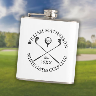 Persoonlijke moderne klassieke golfclubnaam heupfles