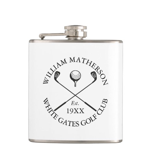 Persoonlijke moderne klassieke golfclubnaam heupfles (Voorkant)