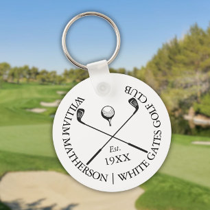 Persoonlijke moderne klassieke golfclubnaam sleutelhanger
