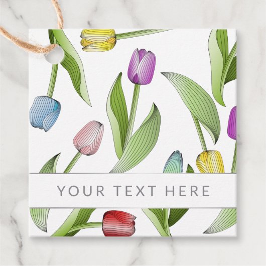 Persoonlijke Moderne Kleurrijke Tulp Bedankjes Labels (Voorkant)