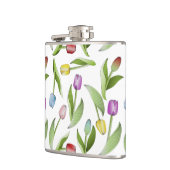 Persoonlijke Moderne Kleurrijke Tulp Bloem Heupfles (Links)