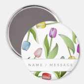 Persoonlijke Moderne Kleurrijke Tulp Bloem Magneet (Voorkant / Achterkant)