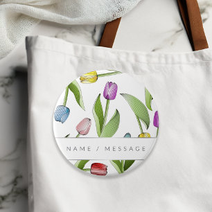 Persoonlijke Moderne Kleurrijke Tulp Bloem Ronde Button 7,6 Cm