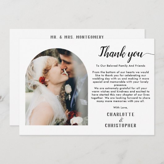 Persoonlijke moderne legant bedankt fotokaart (Voorkant / Achterkant)