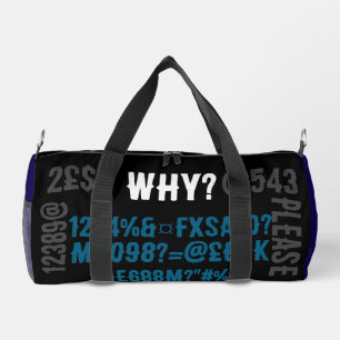 Persoonlijke moderne letters Blauw zwart grijs Plunjezak