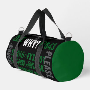 Persoonlijke moderne letters Zwart Groen Trend Plunjezak