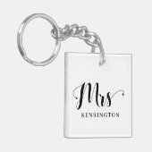 Persoonlijke moderne mevrouw Pas getrouwd Typograf Sleutelhanger (Voorkant Links)