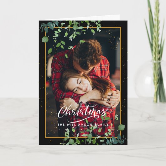 Persoonlijke moderne, minimale 1-fotokerstkaart feestdagen kaart (Voorkant)