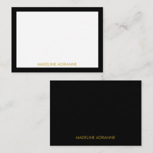 Persoonlijke Moderne Minimalistische Zwarte Gouden Notitiekaartje