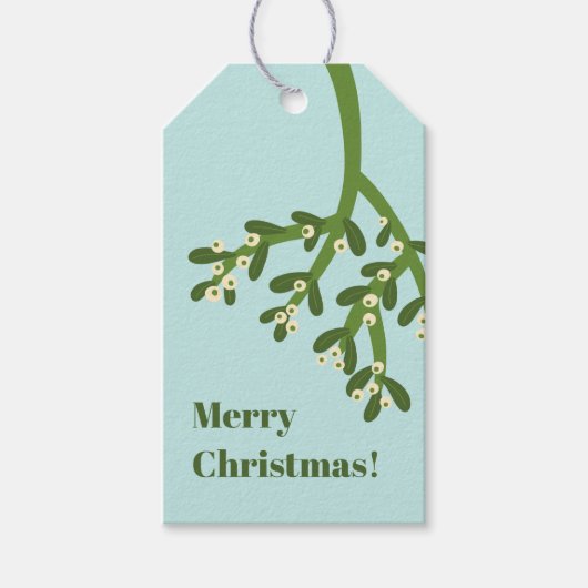 Persoonlijke Moderne Misteletoe Kerstmis Cadeaulabel (Voorkant)