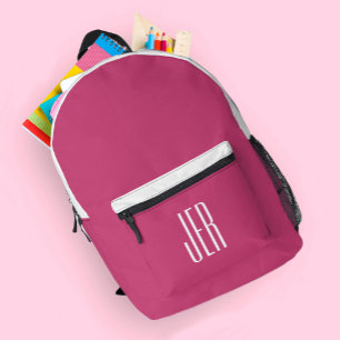 Persoonlijke Moderne Monogram Eerste Letters Roze Bedrukte Rugzak