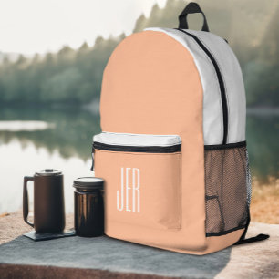 Persoonlijke moderne monogram initiaal perzik wit bedrukte rugzak