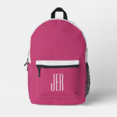 Persoonlijke moderne monogram initiaal roze wit bedrukte rugzak (Voorkant)