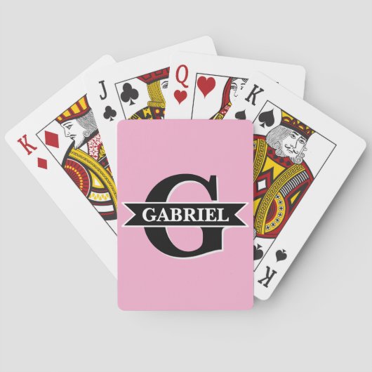 Persoonlijke Moderne Monogram Naam Pokerkaarten (Achterkant)