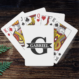 Persoonlijke Moderne Monogram Naam Pokerkaarten