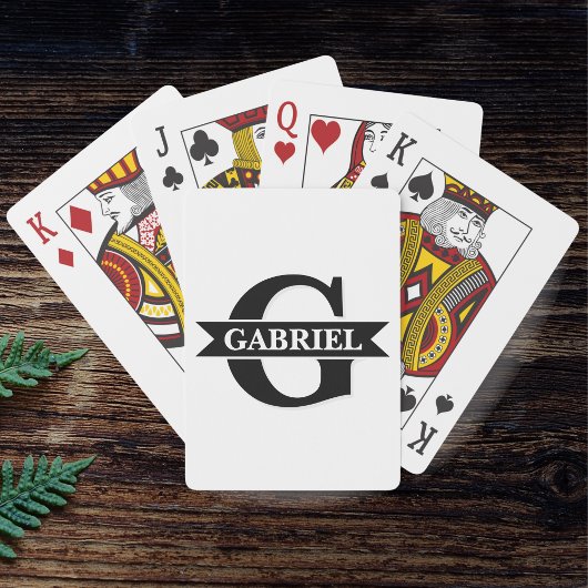 Persoonlijke Moderne Monogram Naam Pokerkaarten