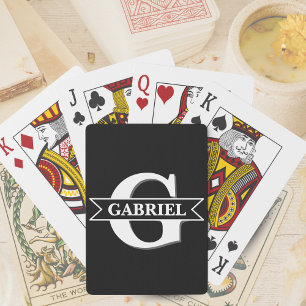 Persoonlijke Moderne Monogram Naam Pokerkaarten