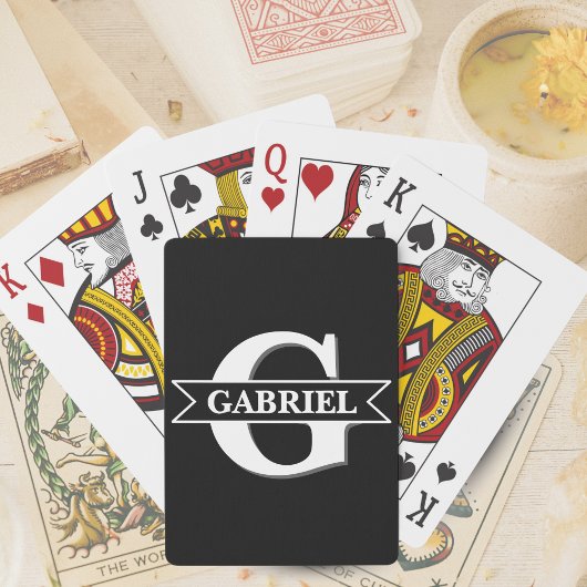 Persoonlijke Moderne Monogram Naam Pokerkaarten