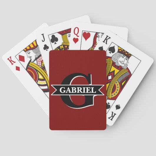 Persoonlijke Moderne Monogram Naam Pokerkaarten (Achterkant)