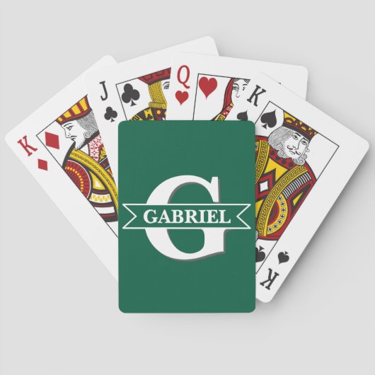 Persoonlijke Moderne Monogram Naam Pokerkaarten (Achterkant)