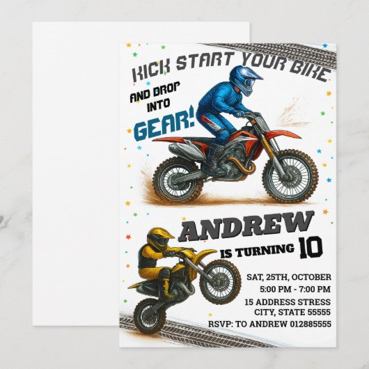 Persoonlijke moderne motorcross Dirt motorfiets ve Kaart (Voorkant / Achterkant)