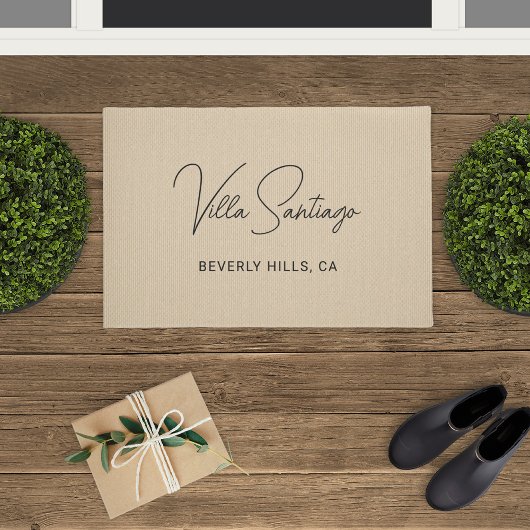 Persoonlijke moderne naam van de woonplaats deurmat