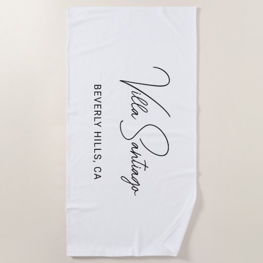 Persoonlijke moderne naam van de woonplaats strandlaken (Voorkant)