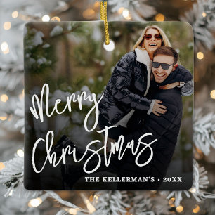 Persoonlijke moderne overlay foto Prettig Kerstfee Keramisch Ornament
