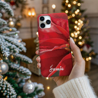 Persoonlijke moderne poinsettia telefoonhoes iPhone 16 pro hoesje