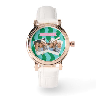 Persoonlijke Moderne Pret Groene Golf Strepen Op M Horloge