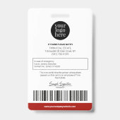 Persoonlijke moderne professionele personeelskaart badge (Achterkant)