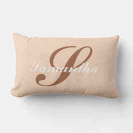 Persoonlijke moderne roze & bruine monogramnaam kussen