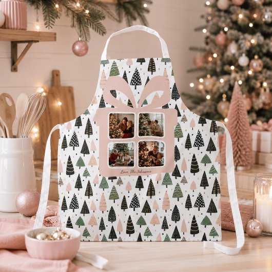 Persoonlijke moderne roze Kerstmis Schort
