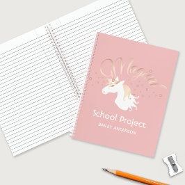 Persoonlijke Moderne Roze Magische Eenhoorn Notitieboek