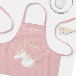 Persoonlijke Moderne Roze Magische Eenhoorn Schort