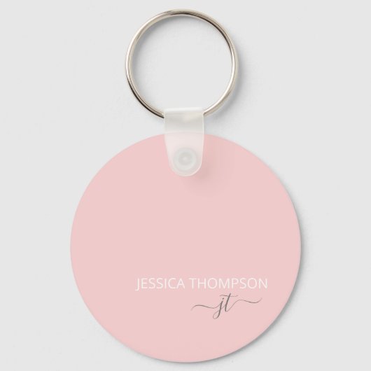 Persoonlijke moderne roze monogramnaam sleutelhanger (Voorkant)