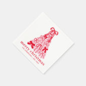 Persoonlijke Moderne Roze Rode Strikken Kerst Servet (Hoek)