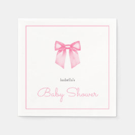 Persoonlijke moderne roze strik babyshower servet
