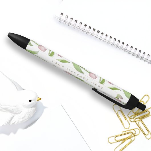 Persoonlijke Moderne Roze Tulp Bloem Zwarte Inkt Pen