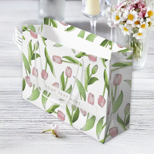 Persoonlijke Moderne Roze Tulp Groot Cadeauzakje