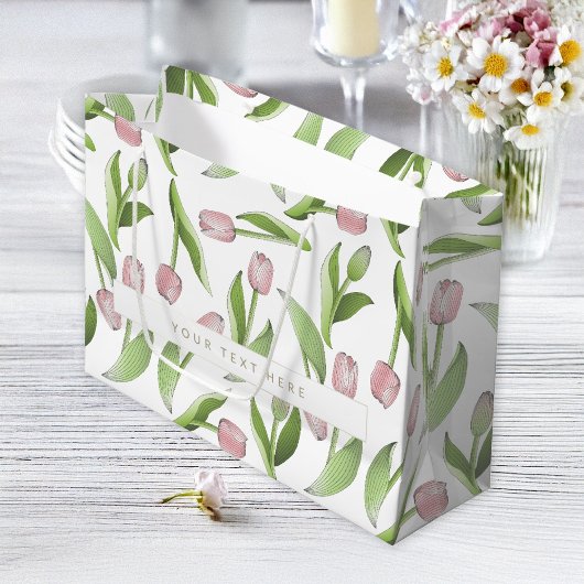 Persoonlijke Moderne Roze Tulp Groot Cadeauzakje