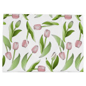 Persoonlijke Moderne Roze Tulp Groot Cadeauzakje (Achterkant)