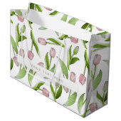 Persoonlijke Moderne Roze Tulp Groot Cadeauzakje (Voorkant Gekanteld)