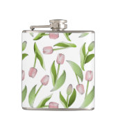 Persoonlijke Moderne Roze Tulp Heupfles (Voorkant)