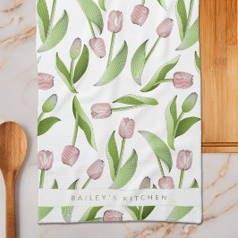 Persoonlijke Moderne Roze Tulp Theedoek