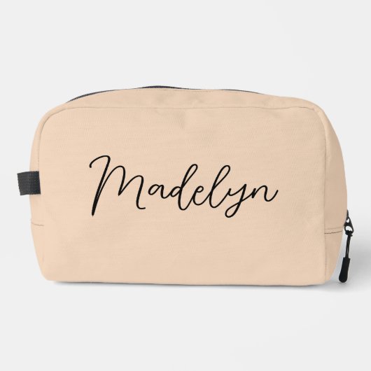Persoonlijke Moderne Script Beige Toilettas Toilettasje (Voorkant)