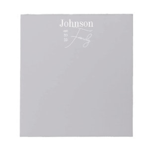 Persoonlijke moderne script familienaam notitieblok
